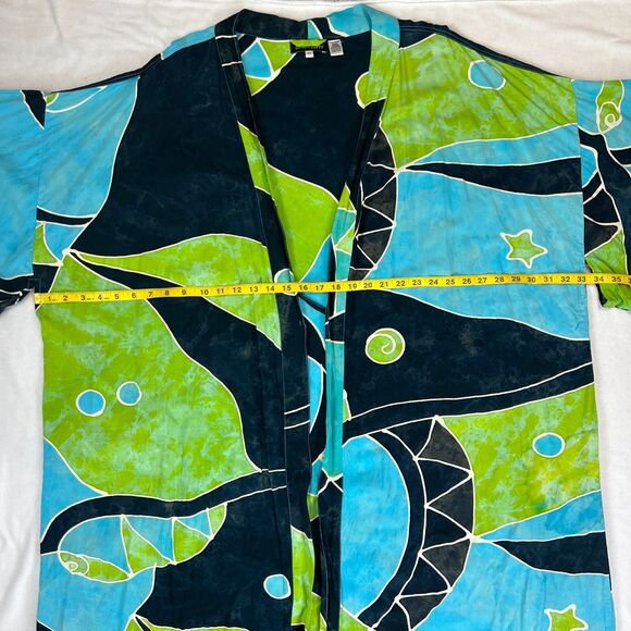 Lotus-Traders Batik Kimono 4X Colorful Abstract Art to Wear Duster Cover Up - Picture 11 of 14